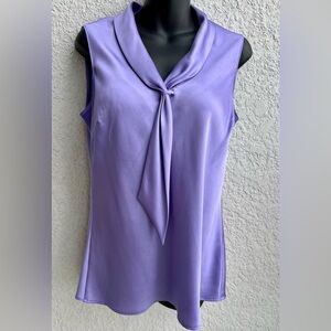 Tahari ASL Purple Silky Shawl Tie Top